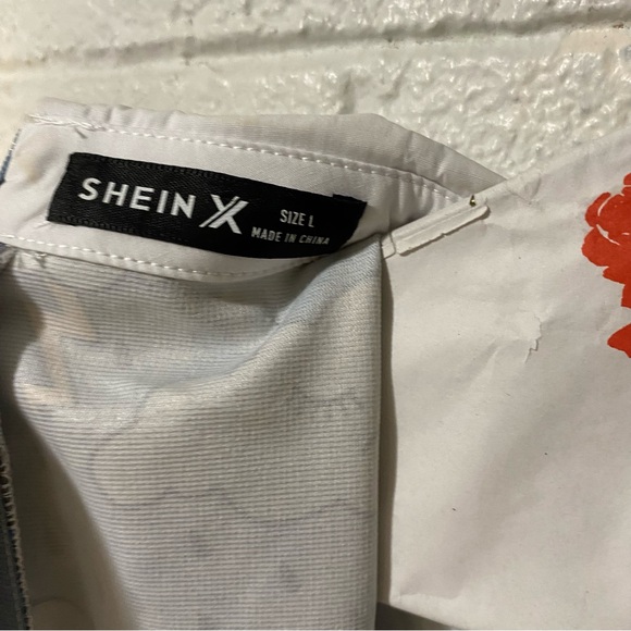 Rainy Day Collared Mini Dress Cute Cloud Nature Print SheIN women’s large Used - Picture 4 of 7